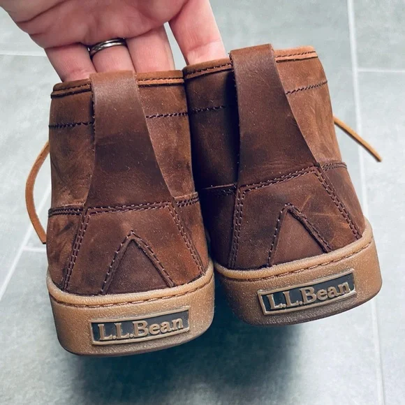 L.L.Bean Mens Flannel Lined Leather Ranger Moc Toe Chukka Boots, Size 9 - Picture 12 of 14
